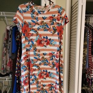 Floral and Stripes Swing Dress, M, NWT